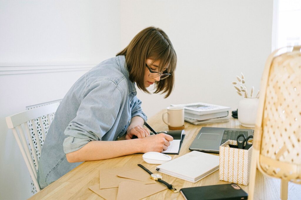 woman writing freelancer career
